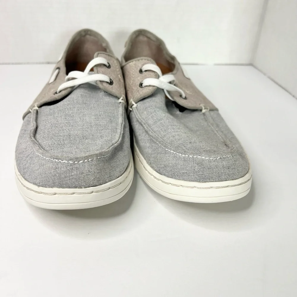 Toms Gray Lace Up Low Top Moc Toe Flat Casual Boat Shoes Size Mens 8 Women's 9.5